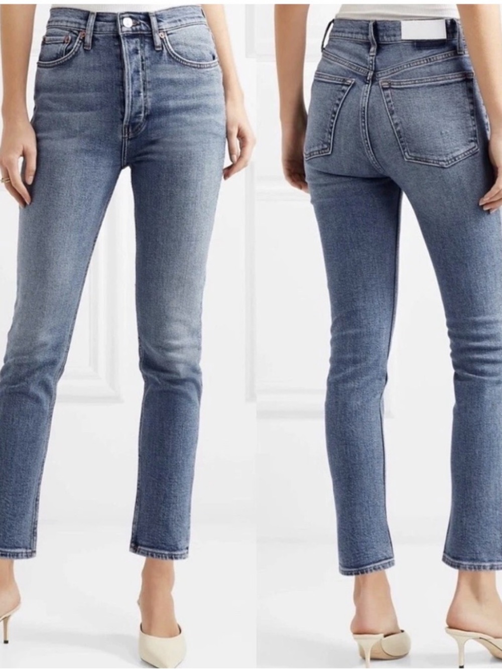 Re/Done Comfort Stretch High Rise Ankle Crop - Mid 80s wash